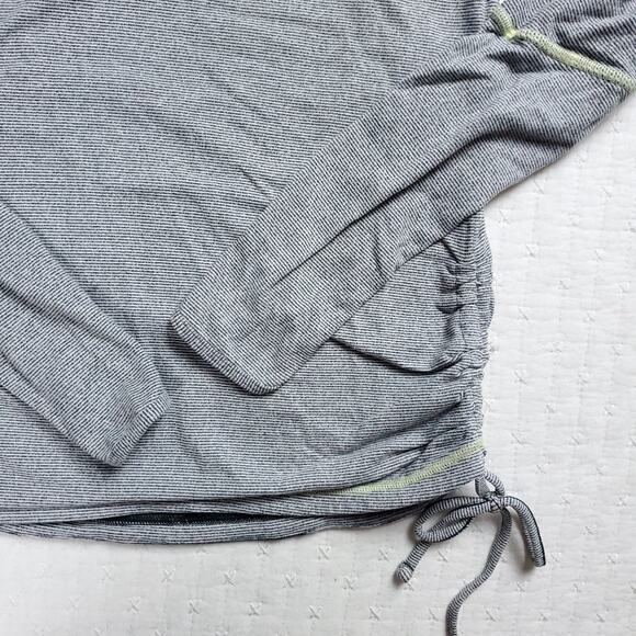 LUCY Gray Dashing Stripe Long Sleeve Ruched Side Ties Athletic Activewear Top XS - Picture 8 of 10